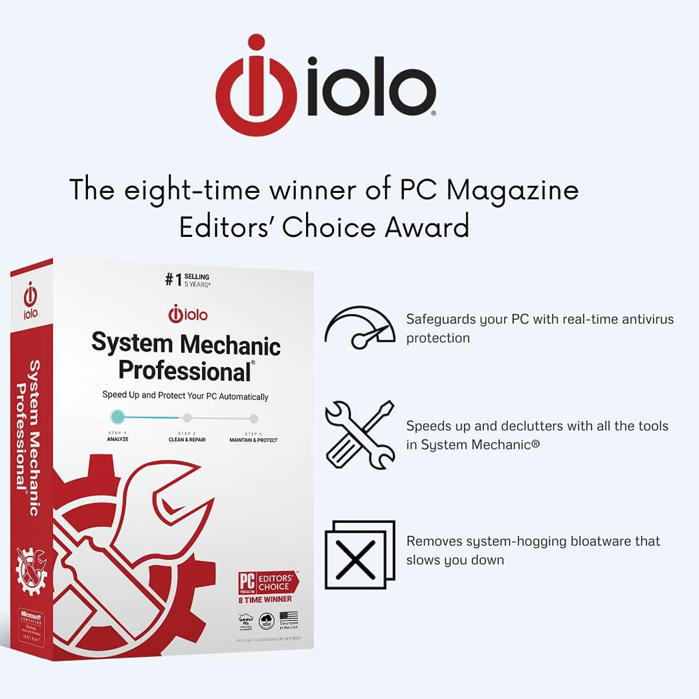 Iolo - System Mechanic Pro, Computer Cleaner for Windows, Blocks Viruses and Spy