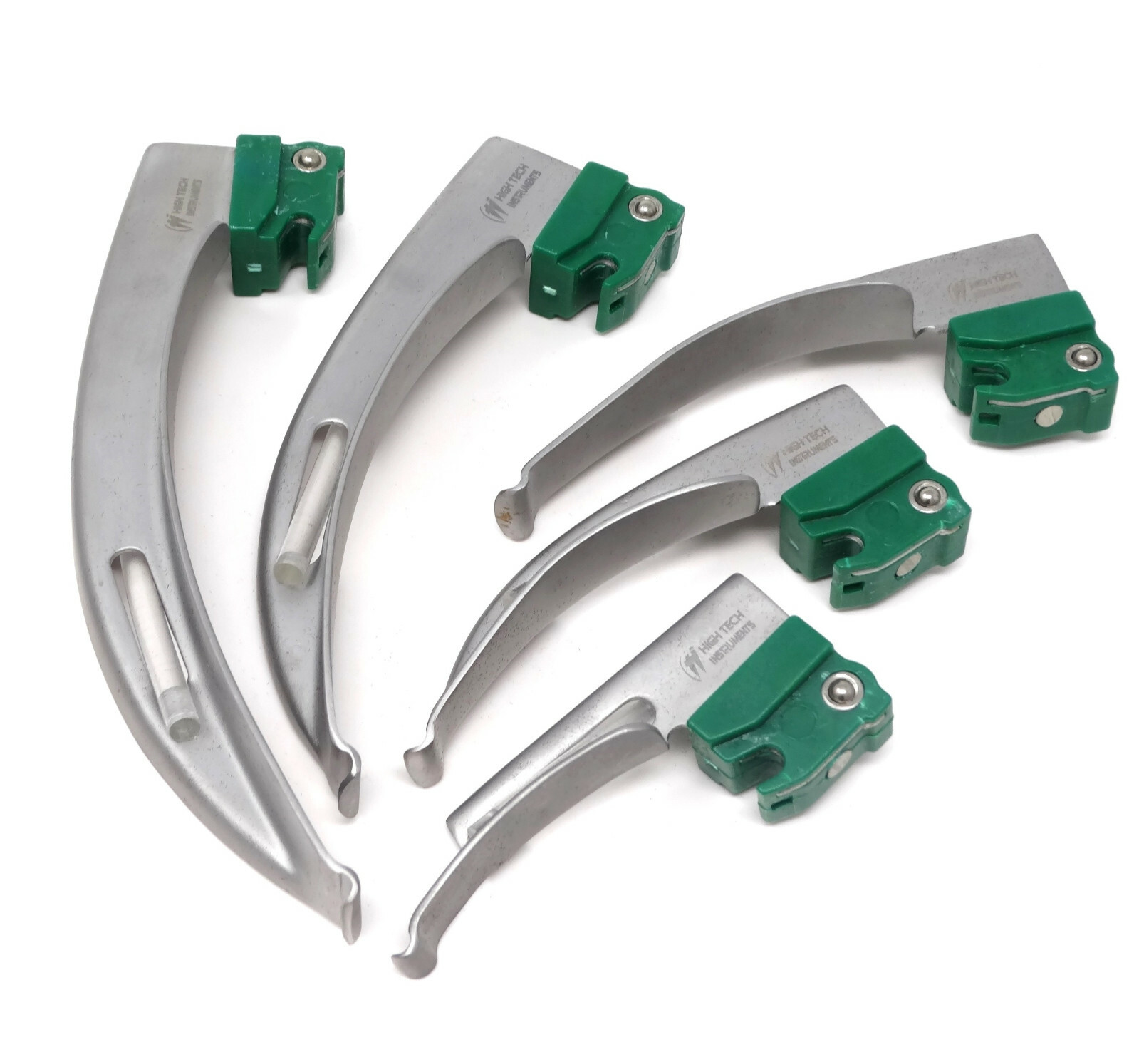 Laryngoscope Set 6 PCS Intubaion Blades + Handle Fiber-Optic Kit with Black Case