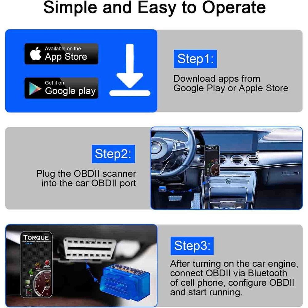 OBD2 Universal Car Engine Fault Code Reader Read Bluetooth Scanner Tool