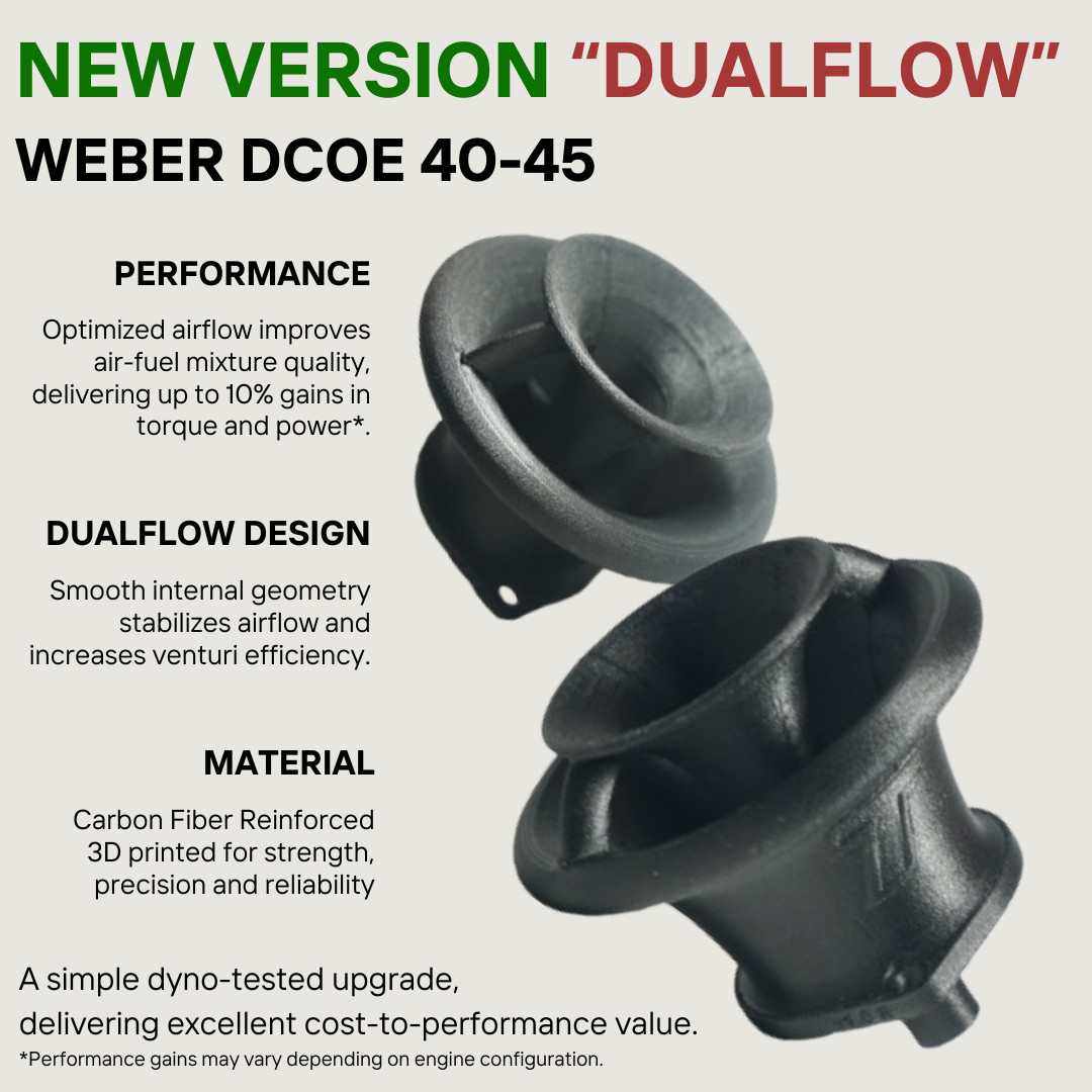 Weber DCOE Trumpets DualFlow PAIR