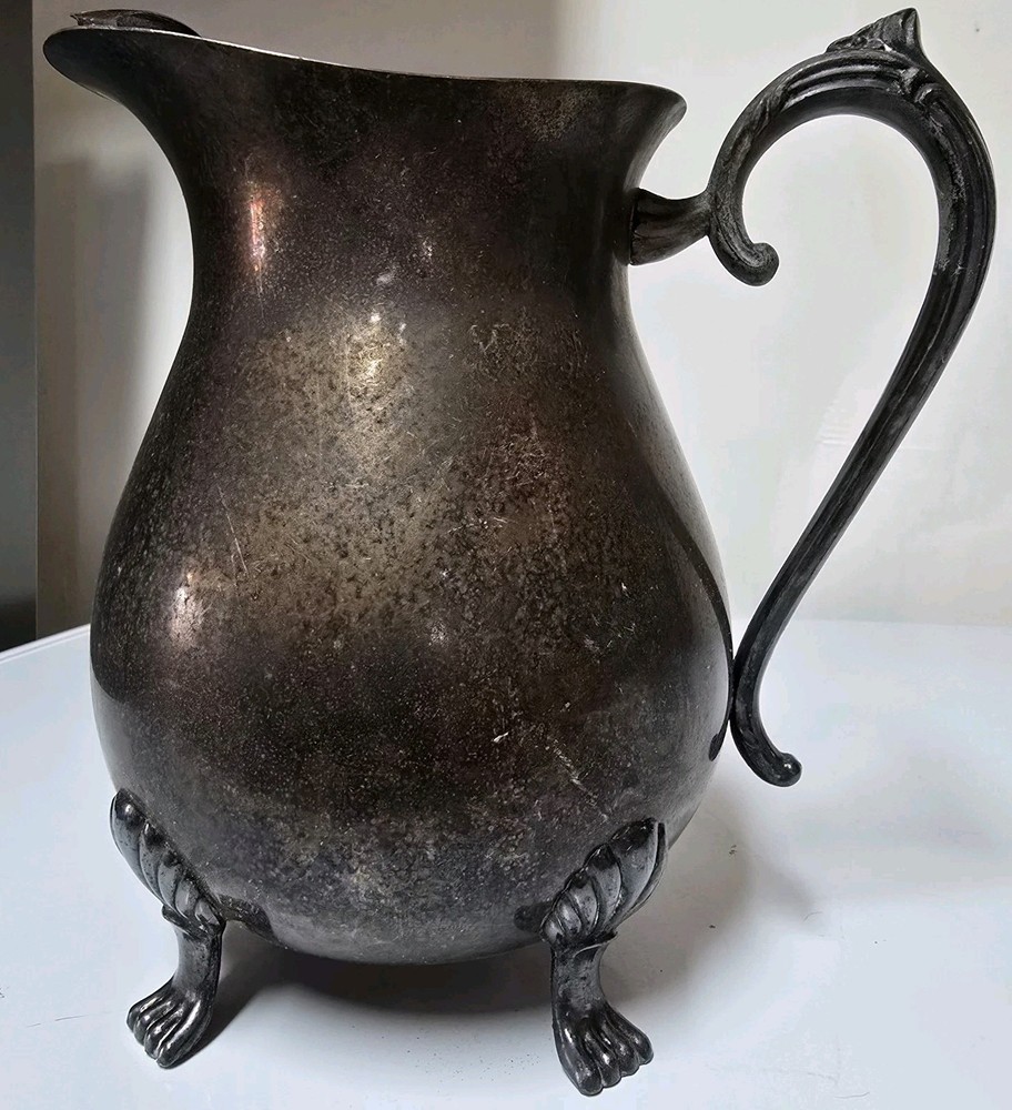 Vintage Leonard Silverplate Footed Water Pitcher With Ice Lip