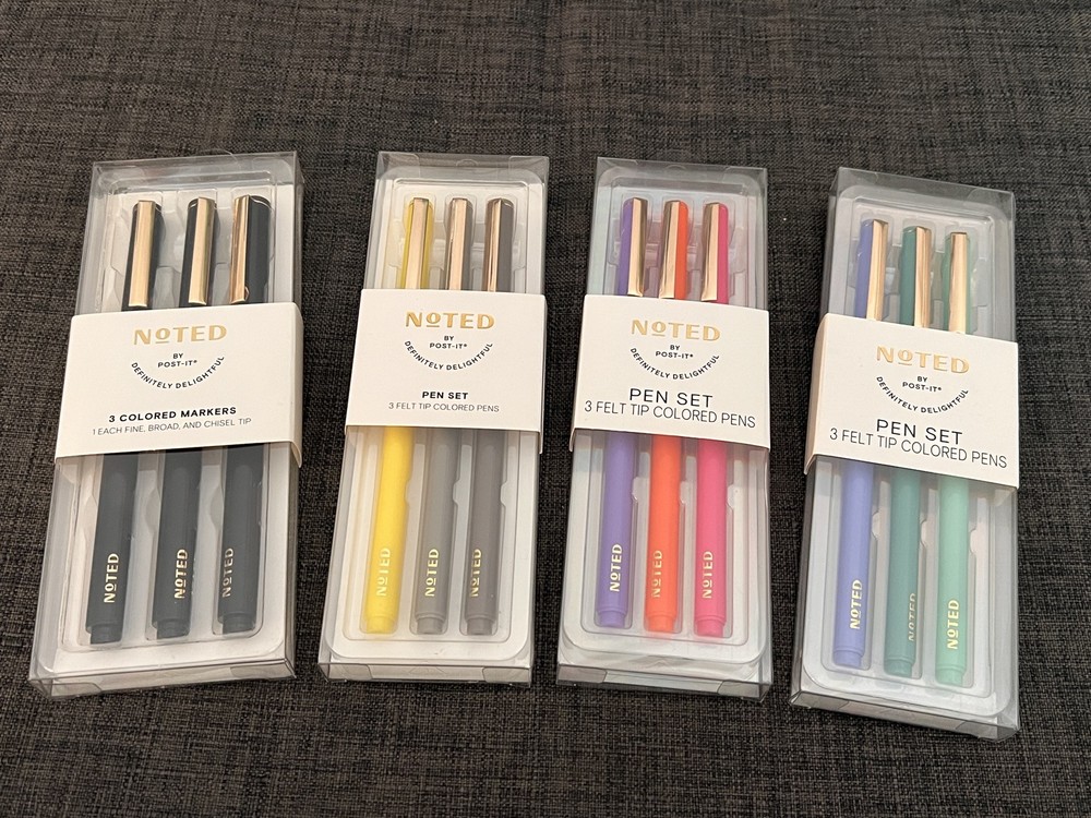 4 sets Noted by Post-it Felt Tip Colored Pens Markers