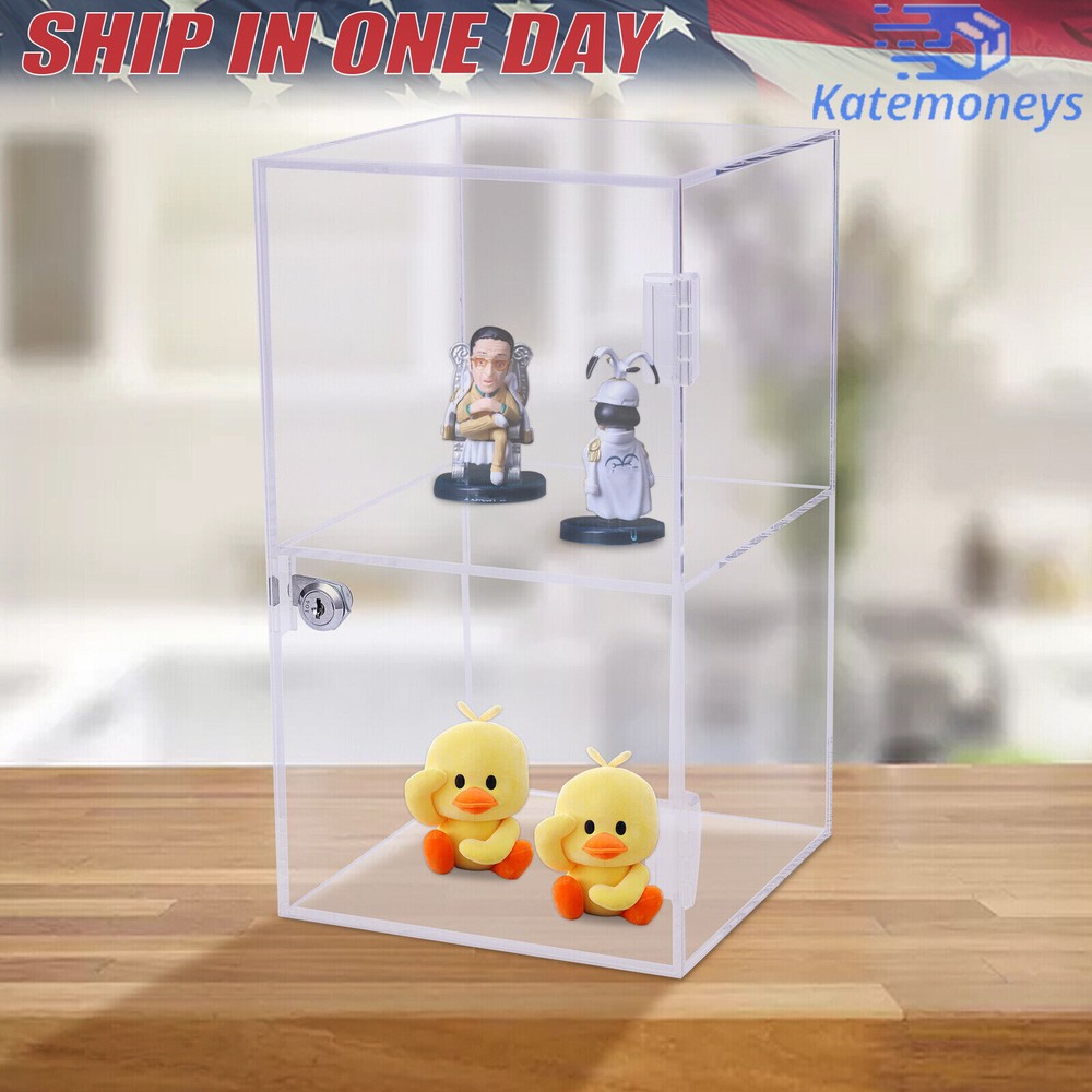 2-layers Countertop Display Case 20*20*35cm Locking Security Showcase Cabinet US
