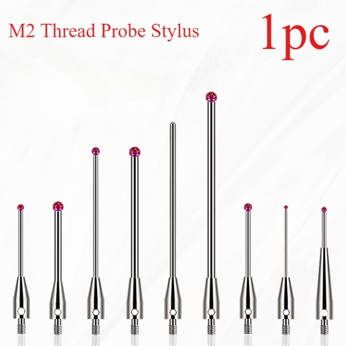 CMM Touch Probe M2 Thread Probe Stylus 0.3mm-2mm Ruby Ball Tips 10mm-40mm Long