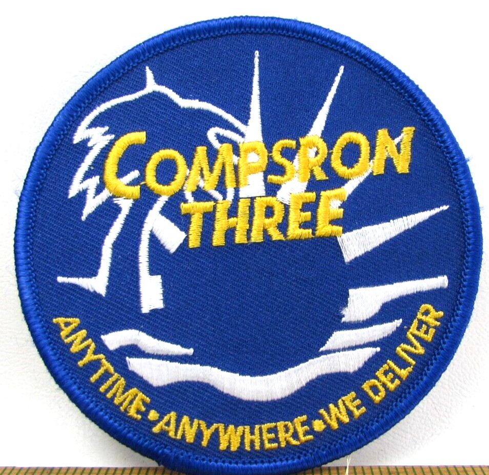 Vintage Compsron Three Anytime Anywhere We Deliver Jacket Patch US Navy USN
