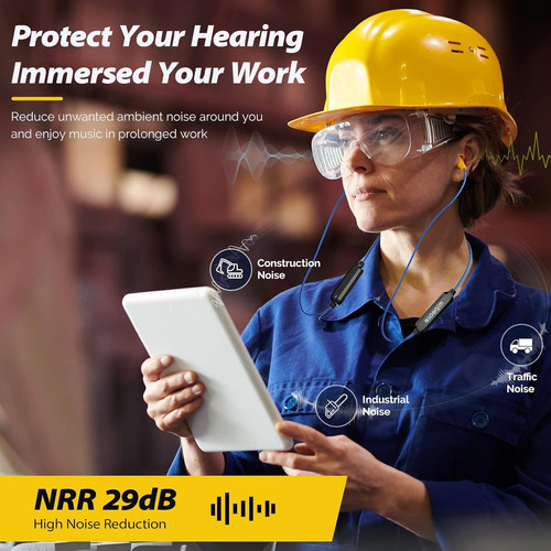 MIPEACE Bluetooth Work Earplugs Headphone,Wireless in-Ear Noise Black