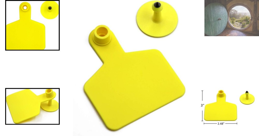 Rectangular 100 Pack of Durable Cattle Ear Tags for Effective Herd Management
