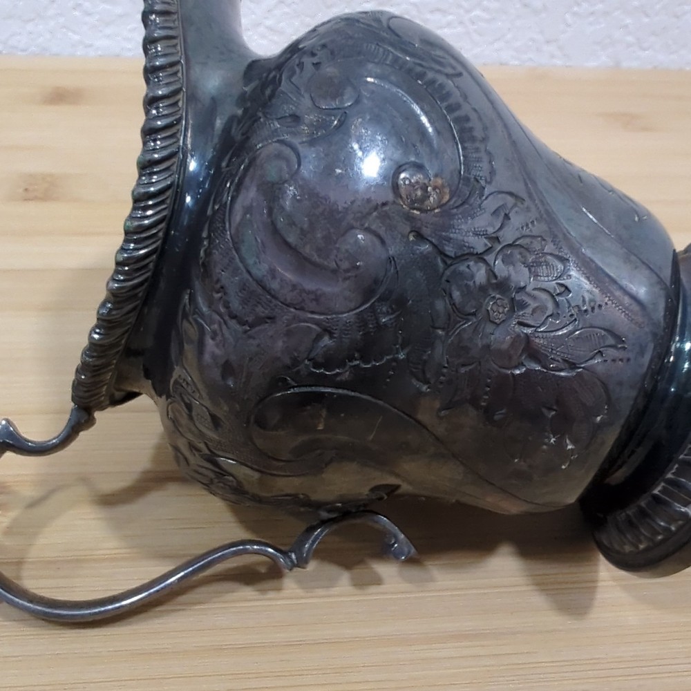 Antique BARKER BROS SILVER Co Silver Plated Repoussé Engraved Tea Creamer