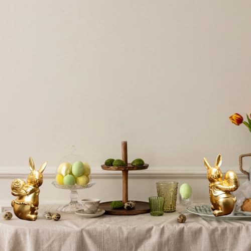 Small Bunny Decor Set of 2, Spring Easter Decor Rabbit Figurines, Bunny Statue