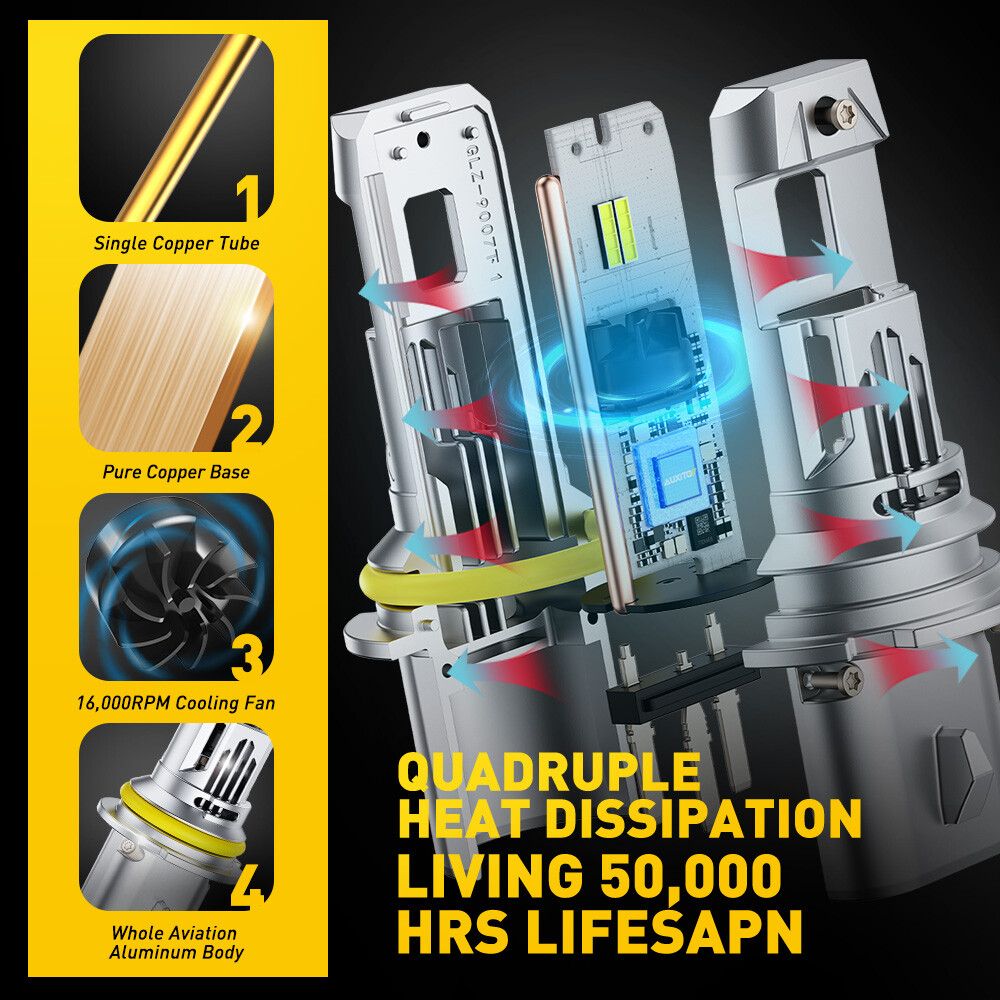 AUXITO 9007 HB5 LED Headlight Bulbs High Low Beam 330000LM White Super Bright 2X