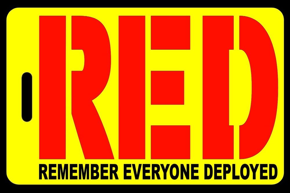Safety Yellow - RED - Remember Everyone Deployed - Bag Tag - Personalized