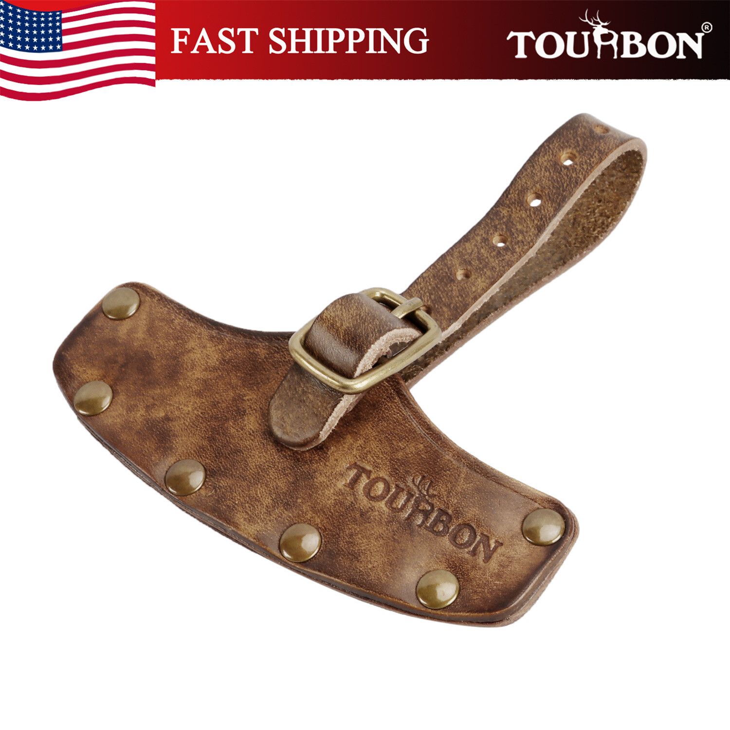 TOURBON Leather Axe Sheath 4-1/4" Blade Protection Hatchet Head Cover Adjustable