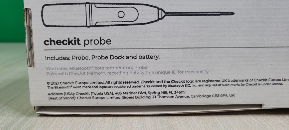 CHECKIT PROBE (BLUE, COLD ITEMS) WASHABLE, BT CORE TEMP W/ DOCK BATTERY