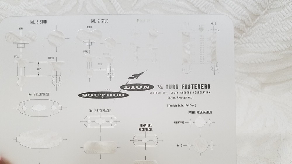 SOUTHCO LION TURN FASTENERS TEMPLATE ENGINEERING DRAFTING ARCHITECT TOOL GUIDE