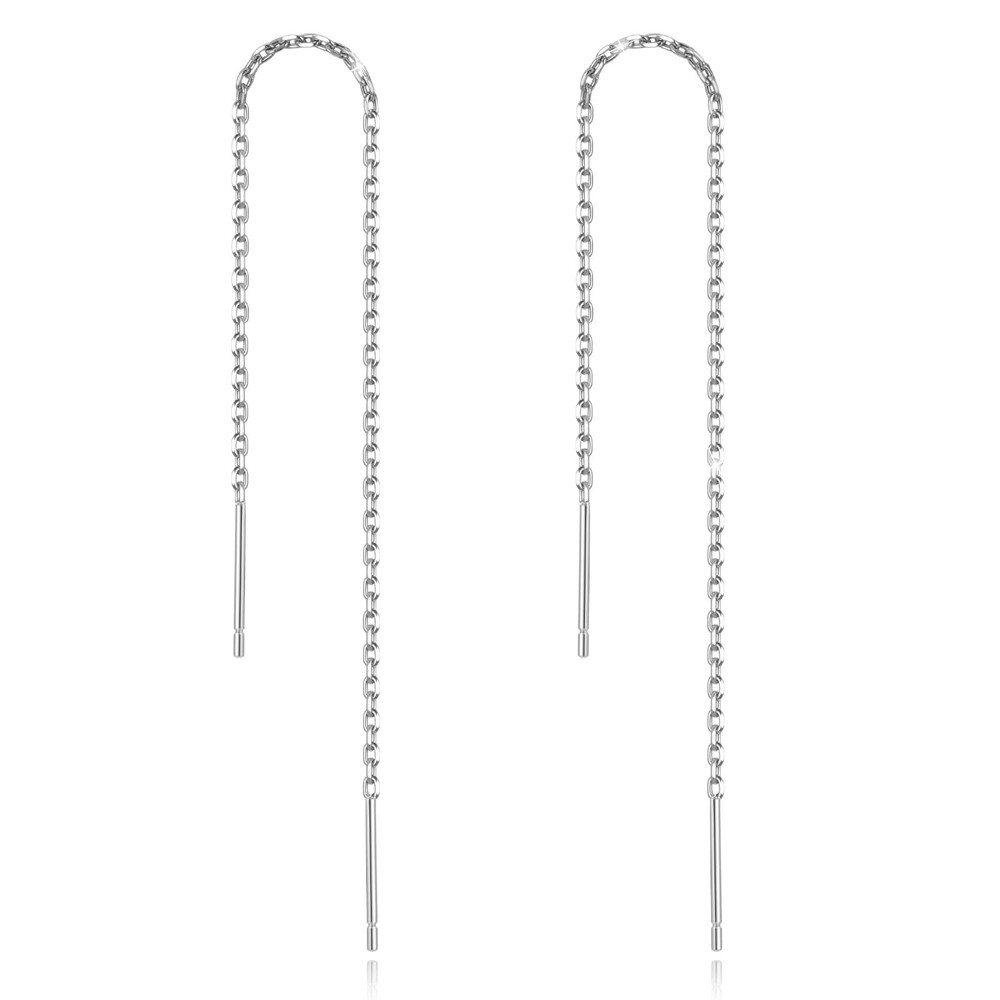 Sterling Silver Threader Chain Dangle Earrings,Versatile & Comfortable Hypoal...
