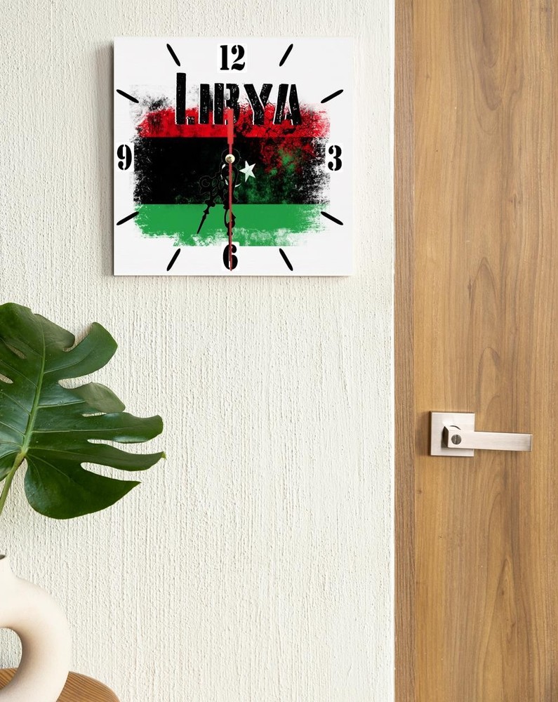 Libya Flag Wall clock patriots CERAMIC Tile Watch Support Décor
