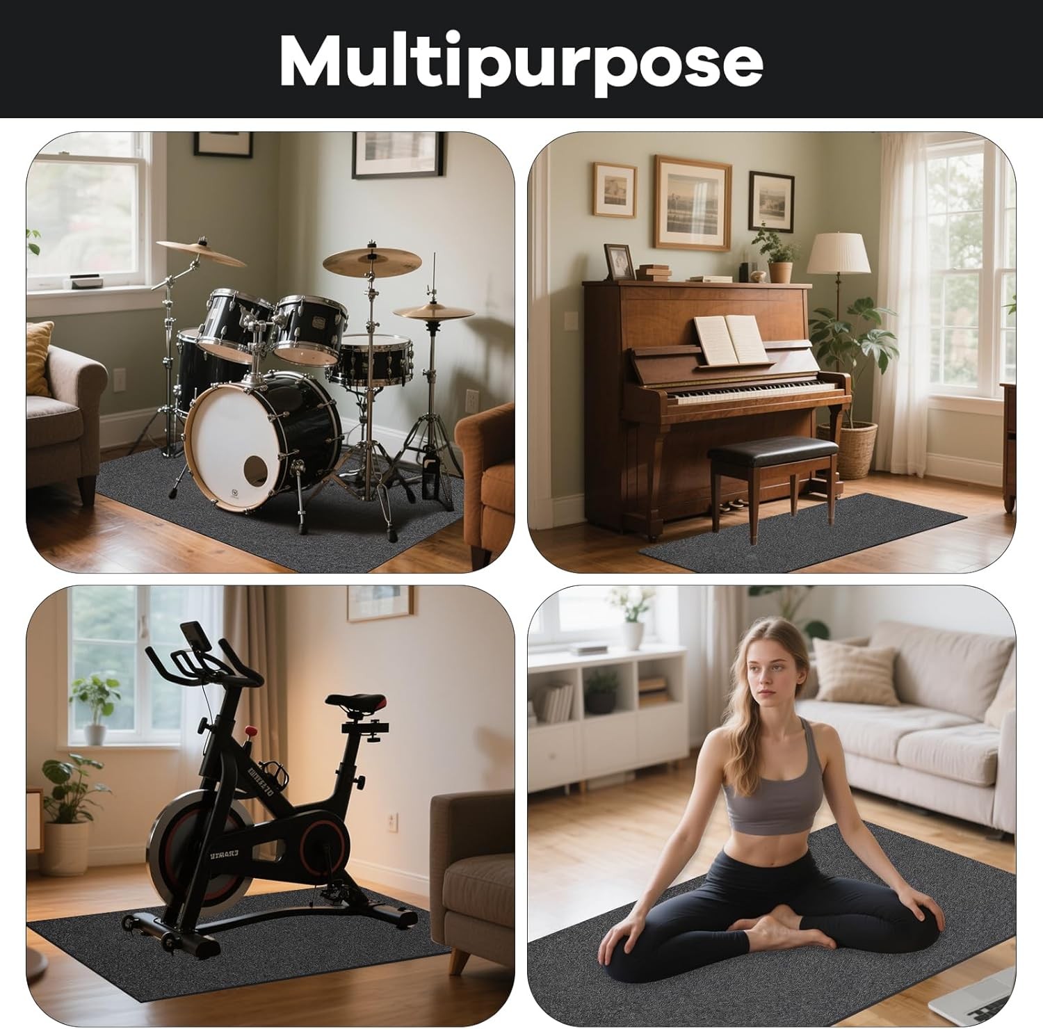 Drum Mat Non-Slip Grip Bottom 47.24 70.86 in Drum Rug Soundproof Floor Mat Play