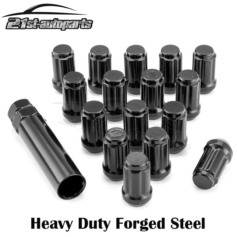 For Polaris Sportsman RZR Ranger Kawasaki ATV Black Acorn Lug Nuts 3/8"x24 W/Key