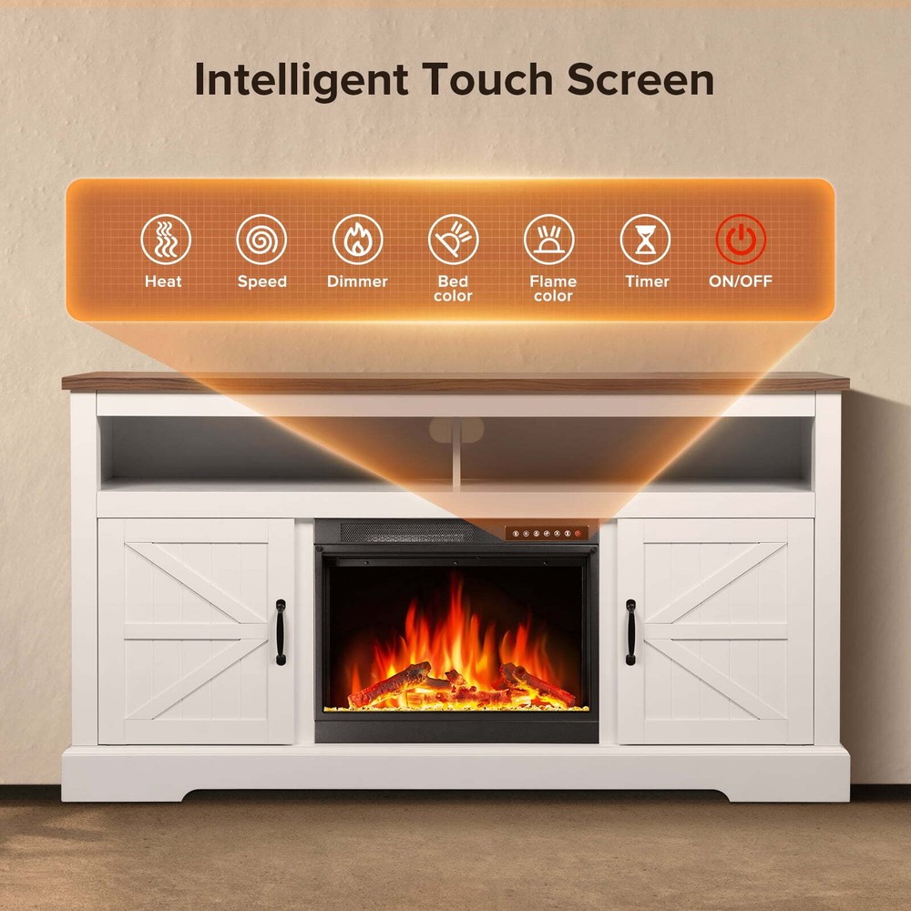 60'' Electric Fireplace Mantel，Remote Control, Adjustable LED Flame