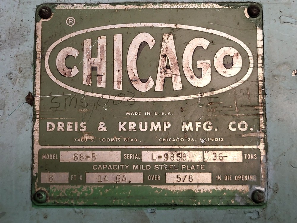 Chicago Press Brake 8ft 36 ton Mechanical