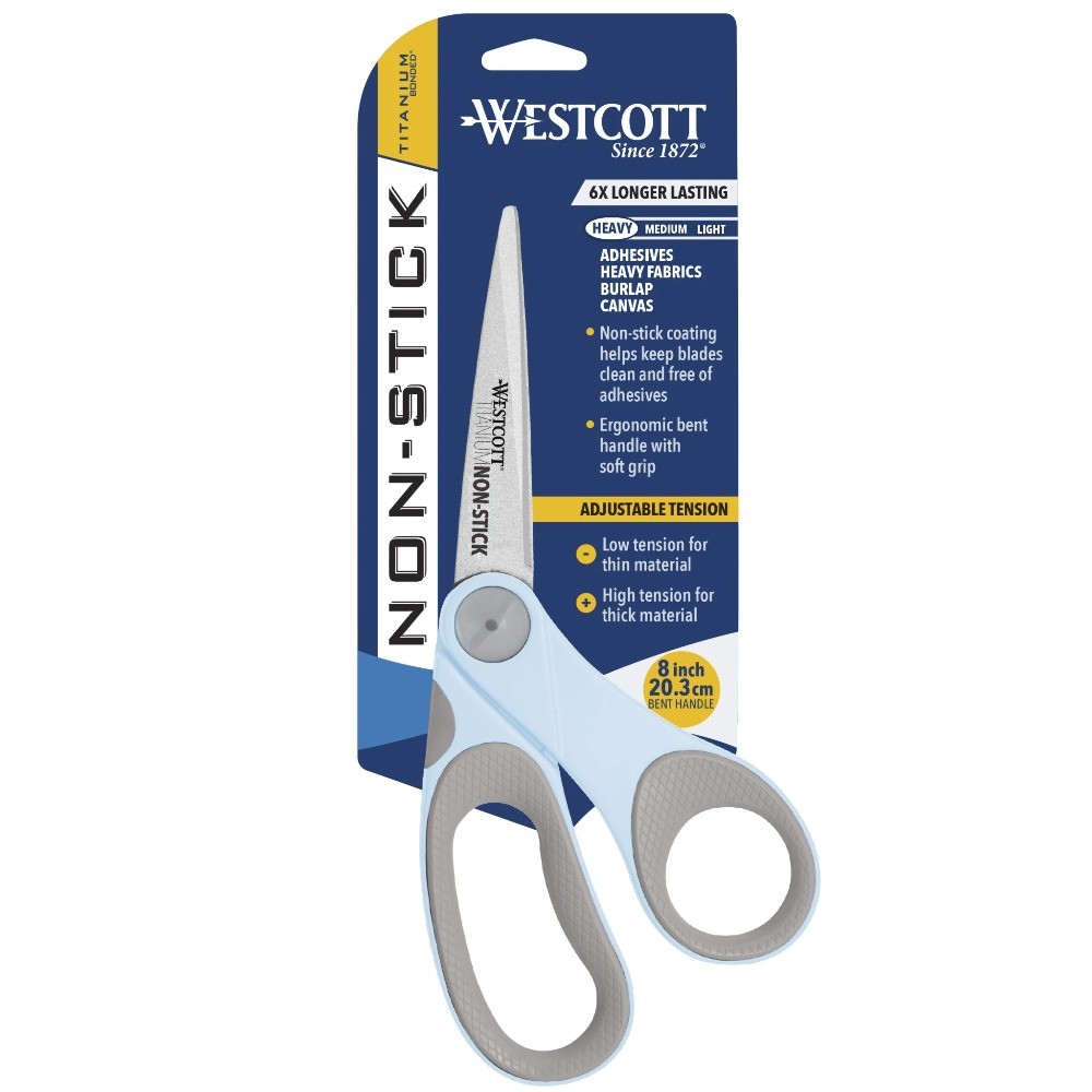Non-Stick Titanium Crafting Scissors Bent Adjustable Glide Blue for Fabric