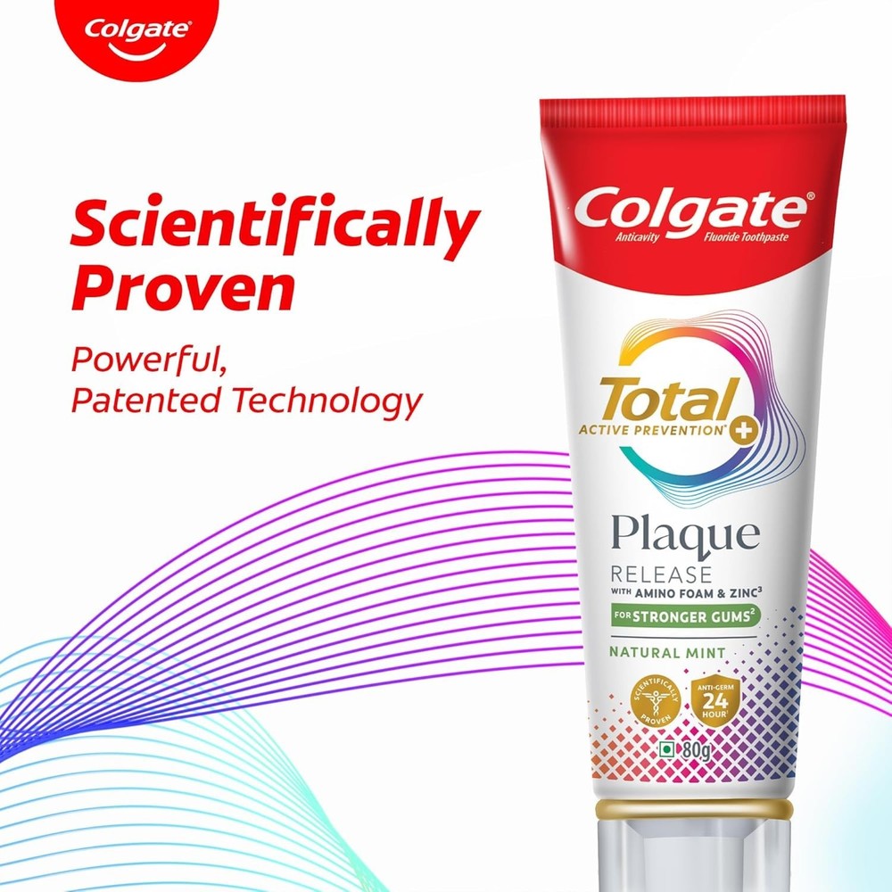 Colgate Total Plaque Release Toothpaste with Amino Foam Natural Mint 2 x 80gm