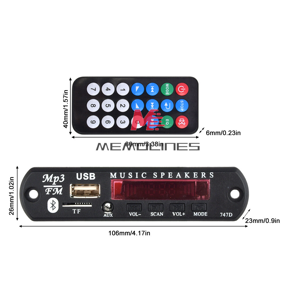 9V 12V MP3 WMA Decoder Board Audio Module Bluetooth 5.0 Music Remote Control Car