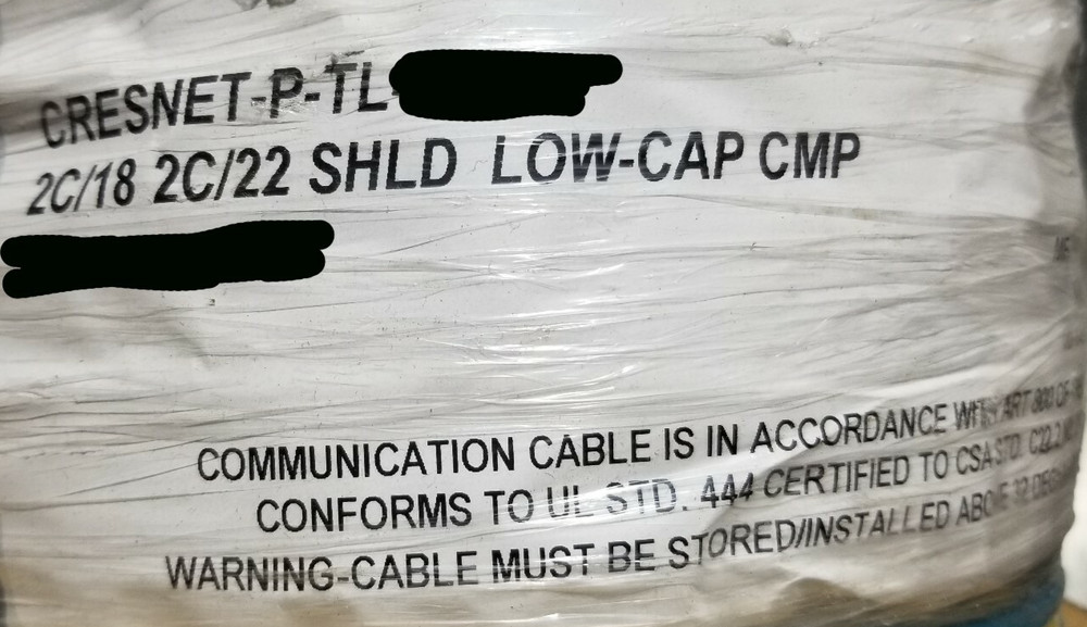 Crestron Cresnet-P-TL Composite Touch Panel/Media Control Cable CMP Teal /50ft