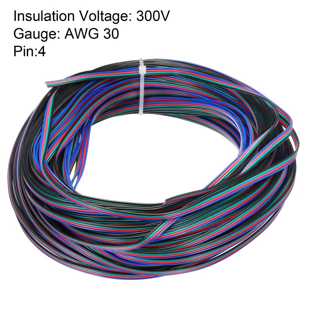 30 Gauge 4 Conductor Electrical Wire Tinned Copper Cable 98.4FT