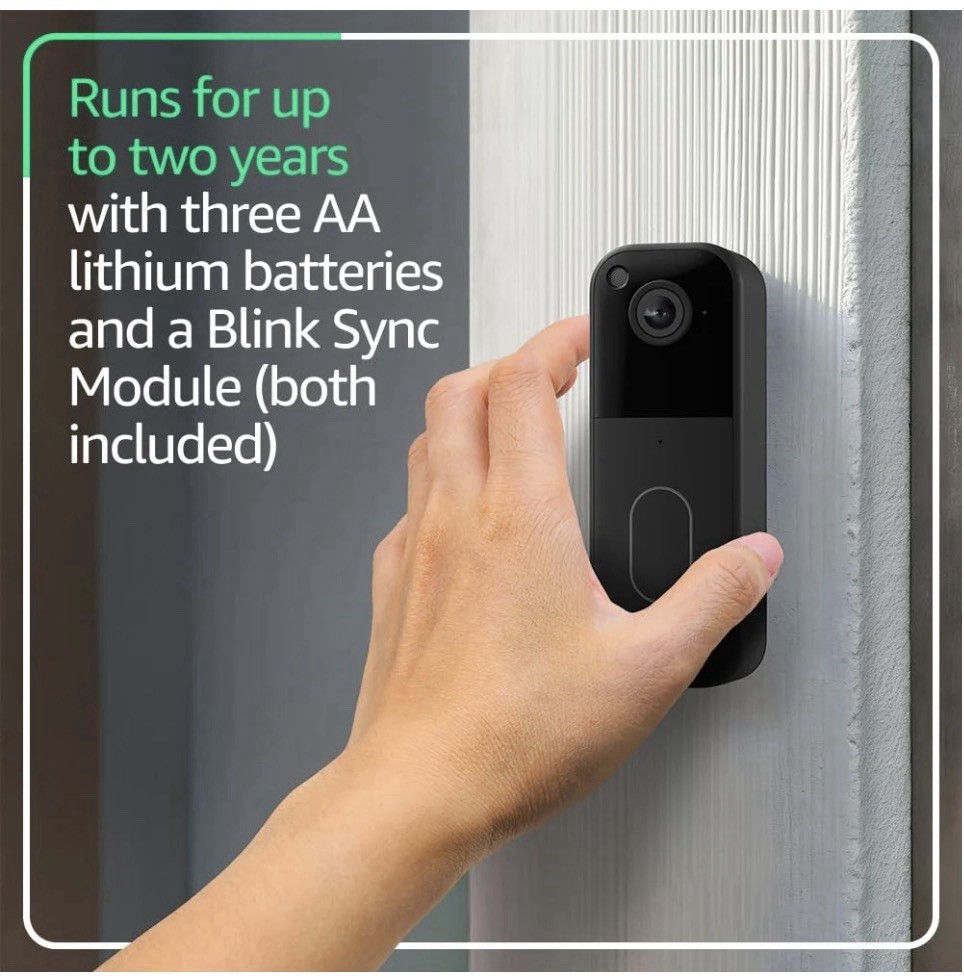 Blink Outdoor Doorbell Camera with Sync Module Two-Way Audio