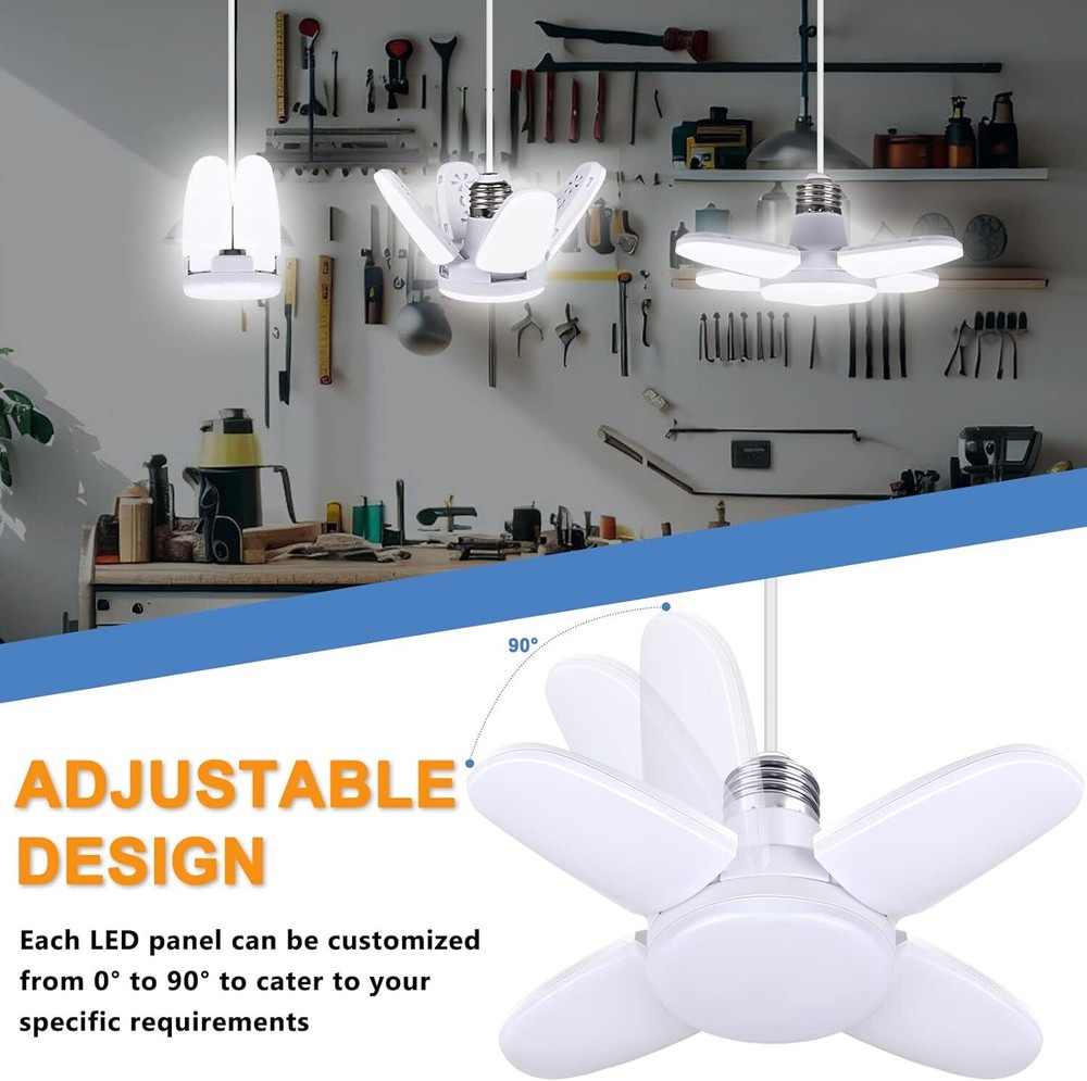 E27 LED Garage Light Bulb 28W Deformable Ceiling Fixture Lights Workshop Lamp