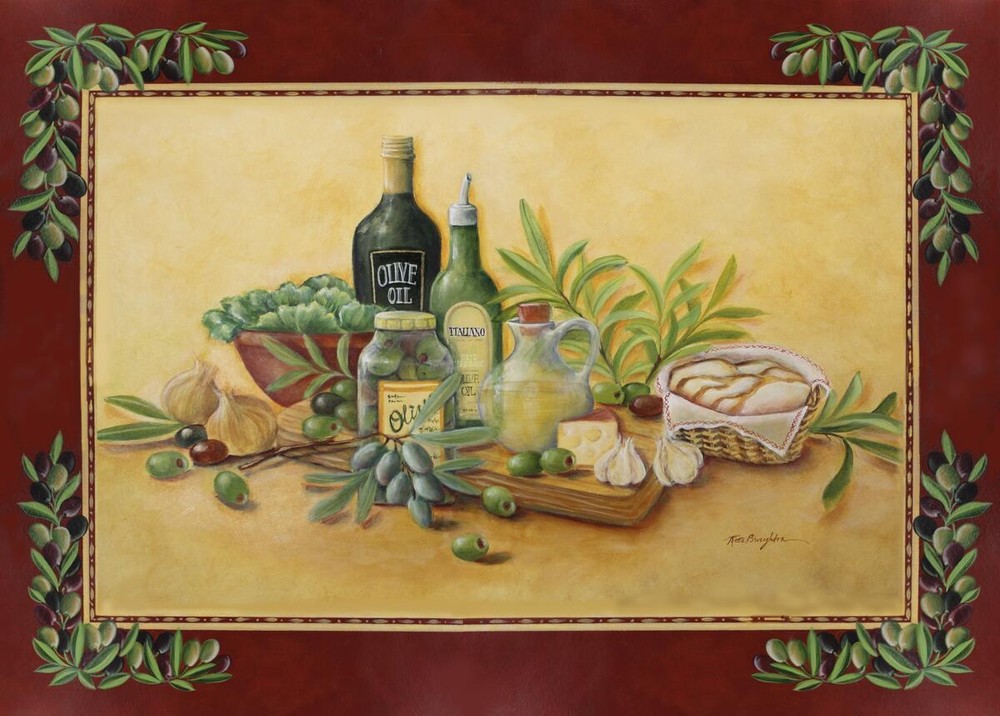 Ceramic Backsplash Tile Mural Kitchen Kitchen - Tuscan Bounty with Border