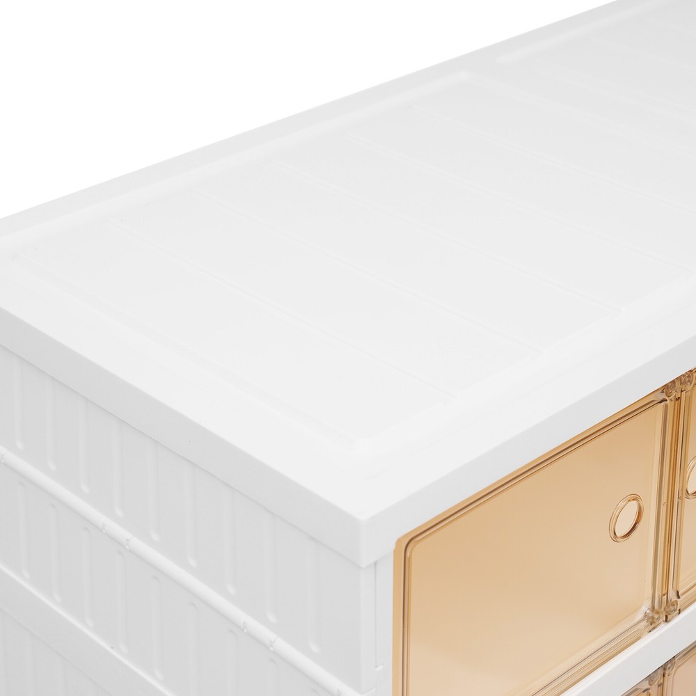 5 Tier Plastic Storage Containers with Doors & Wheels Foldable Organization