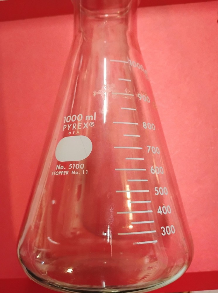 Vtg Pyrex 1000ml No 5100 Flask Beaker Science Or Decor
