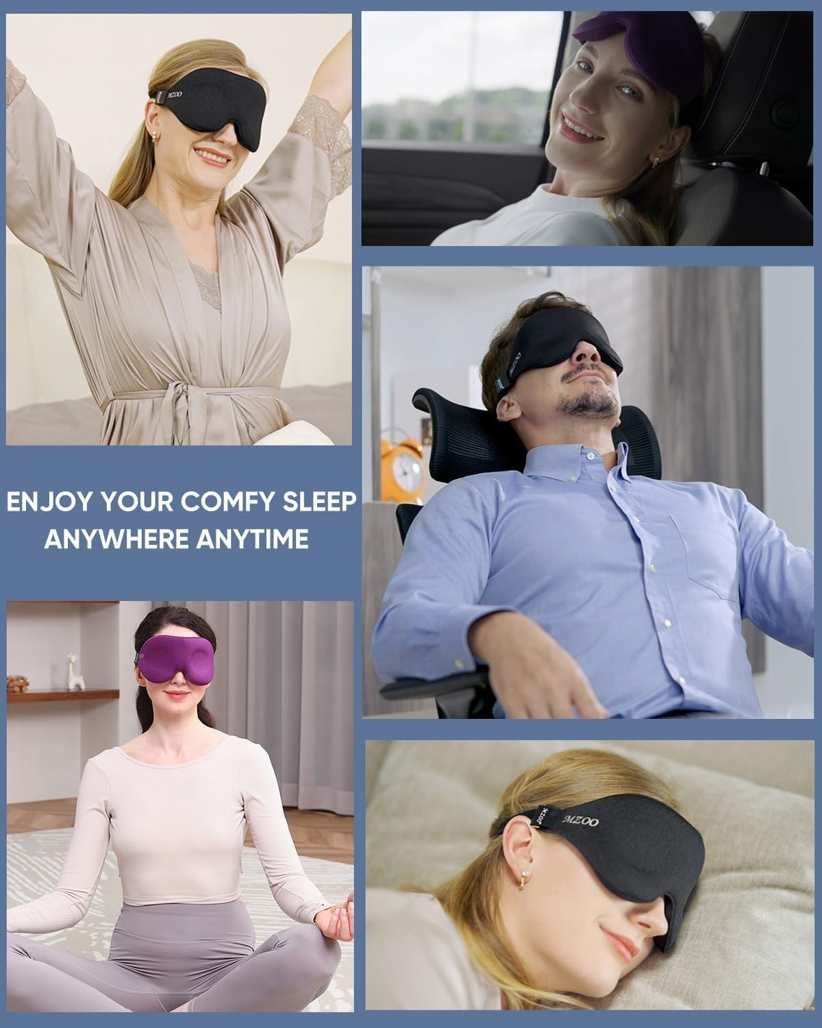 MZOO Luxury Sleep Eye Mask for Side Sleeper Men Women, Zero Eye Pressure 3D Slee