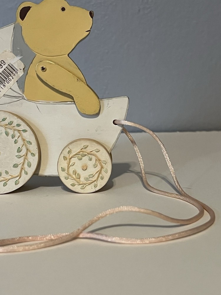 Russ Berrie Precious Keepsakes Bear In Carriage Pull Toy #16683