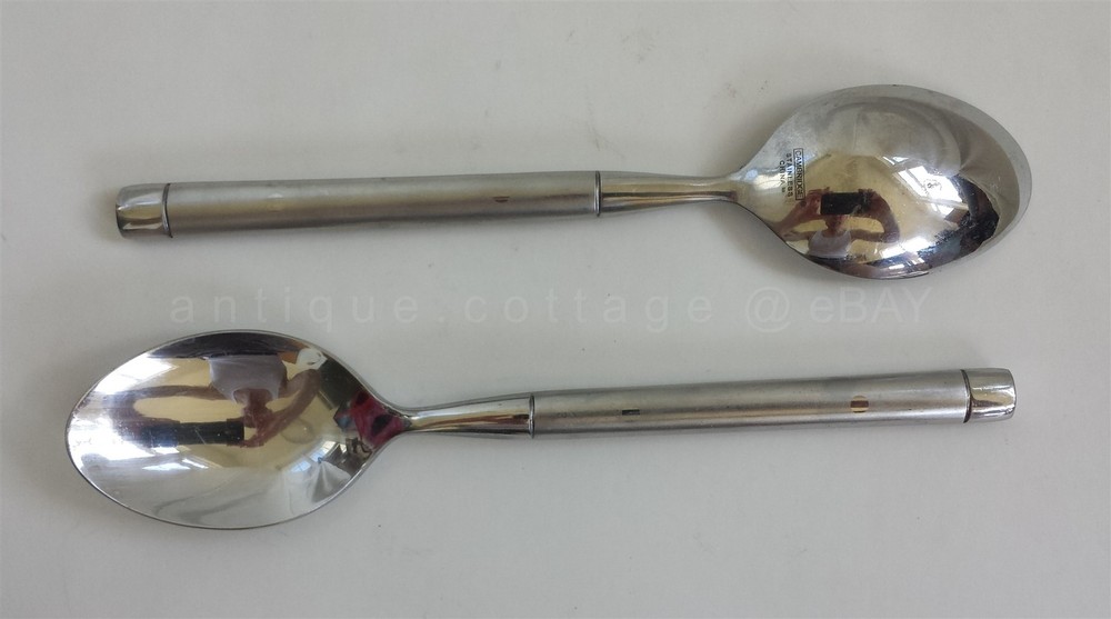 CAMBRIDGE STAINLESS FLATWARE china BRUSHED HANDLE DOT heavy 4 SOUP SPOONS