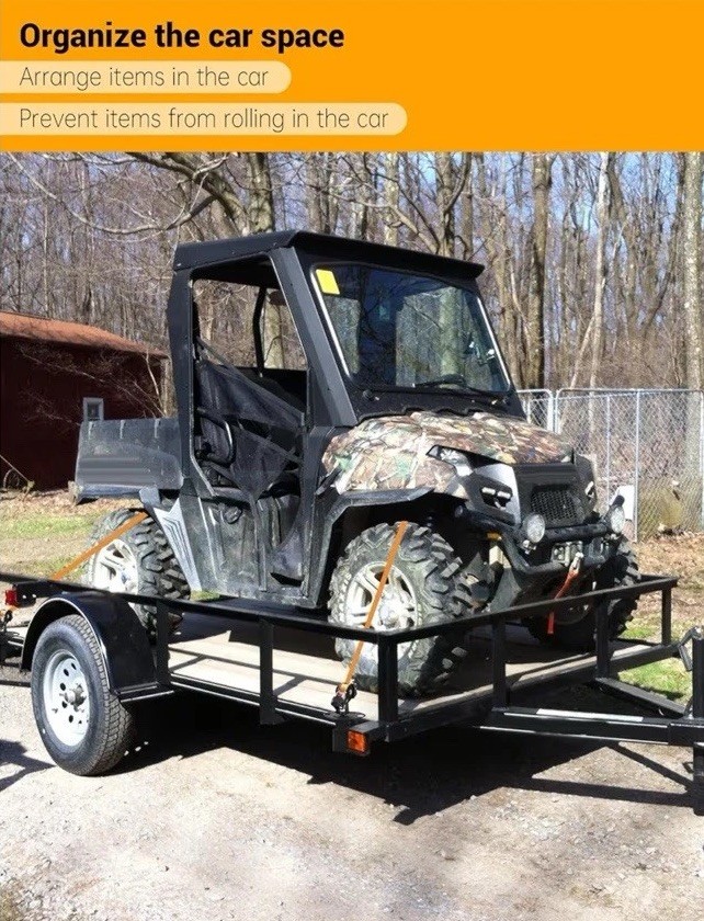 Dual-Pivot Retractable Trailer Bed Ratchet Straps, Multi-Angle Rotation Bed