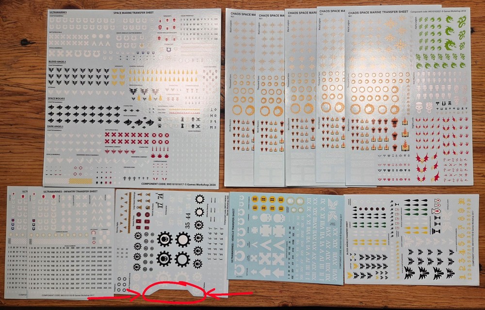 Warhammer 40k Decal Transfer Sheets