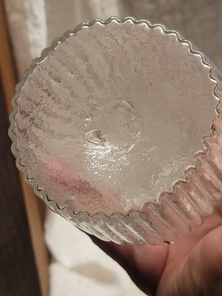 Small Rolled Lip Pontiled Ribbed Decanter Nice