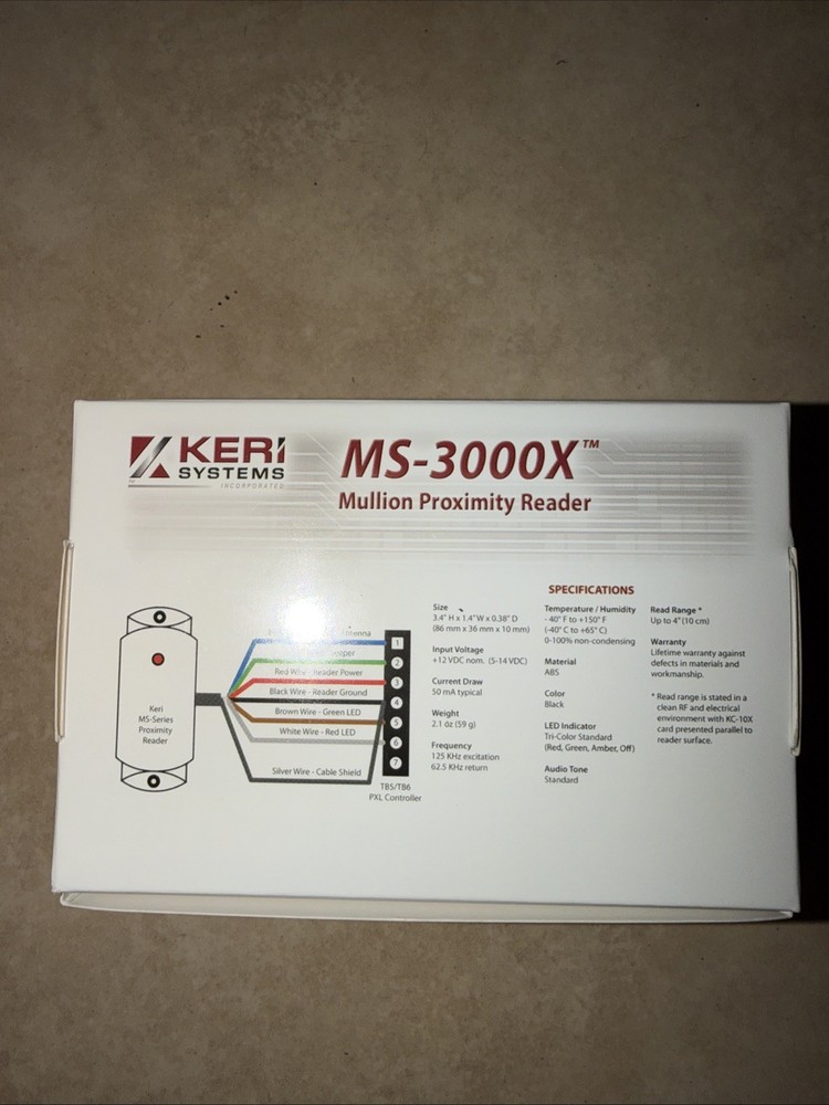 Keri Systems MS-3000X Mullion Proximity Access Reader for PXL-500P Controller