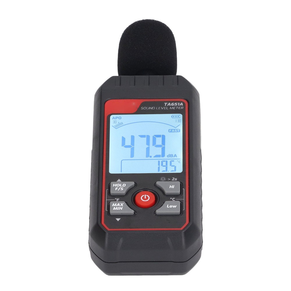 Sound Level Meter Sensitive Quick Response LCD Backlit Noise Tester Black