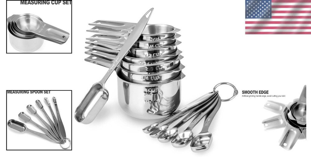 Durable 13-Piece Measuring Cups Set with Ergonomic Handle - Kitchen Essential