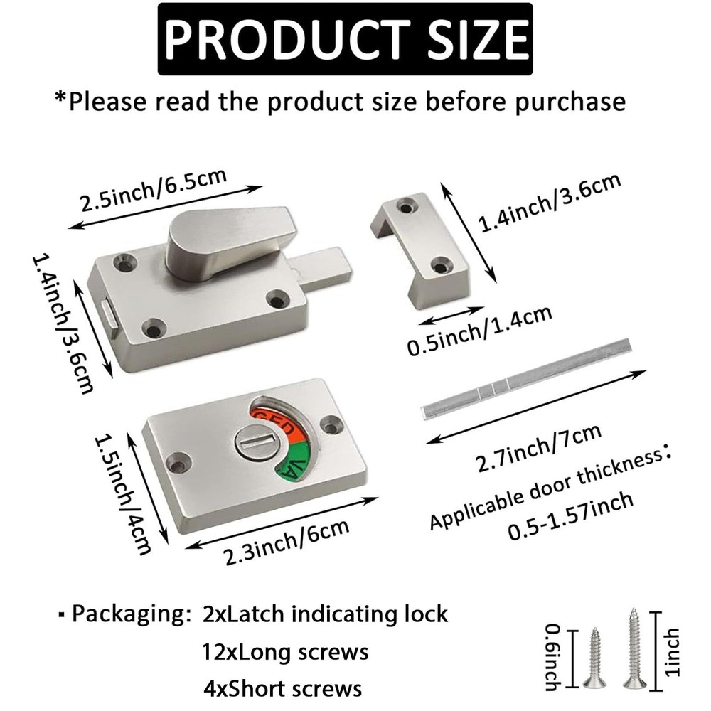 2Pcs Latch Indicating LockLatch Indicator BoltPrivacy Partition Indicator Loc...