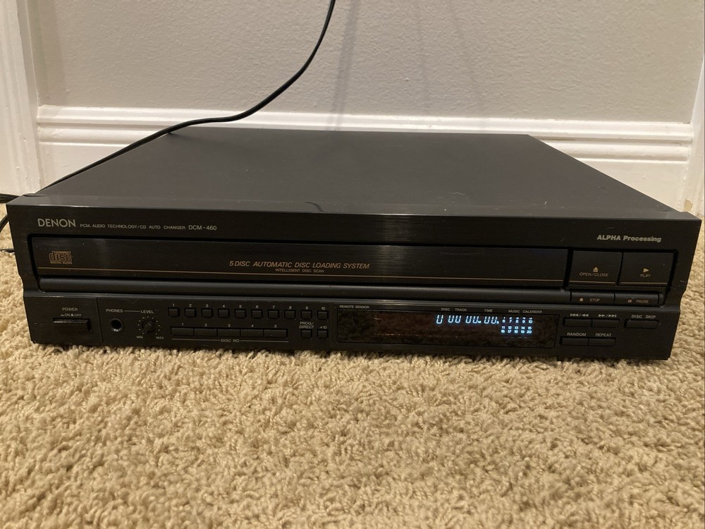 Denon DCM-460 5-CD Compact Disc Changer Alpha Processing Tested & Working!