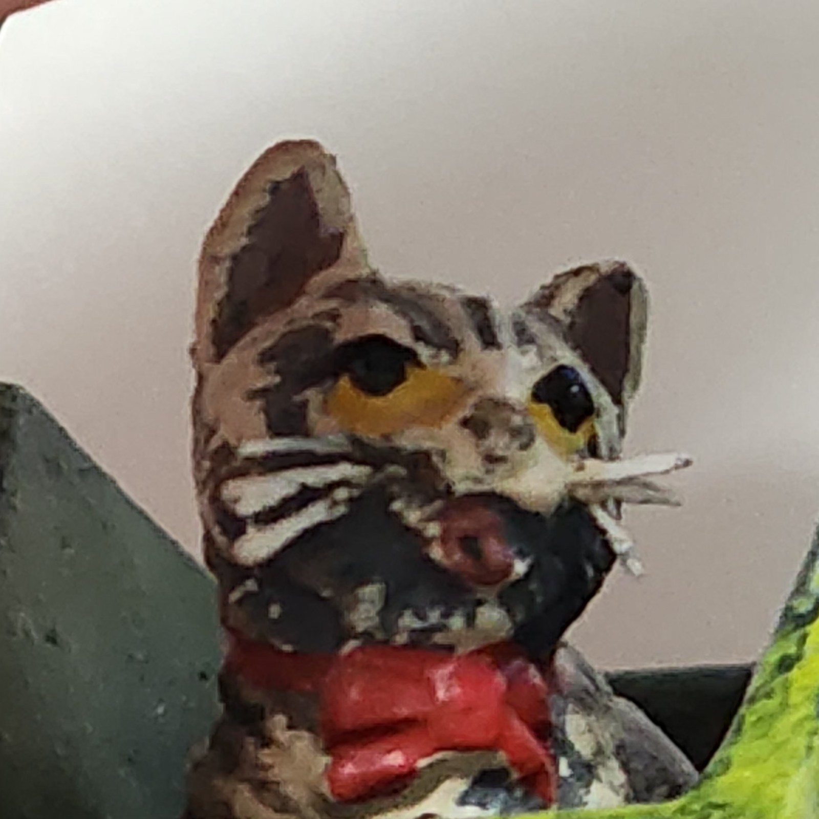 Bermann Vienna Bronze Cold Painted Kitten in Green Basket Figurine