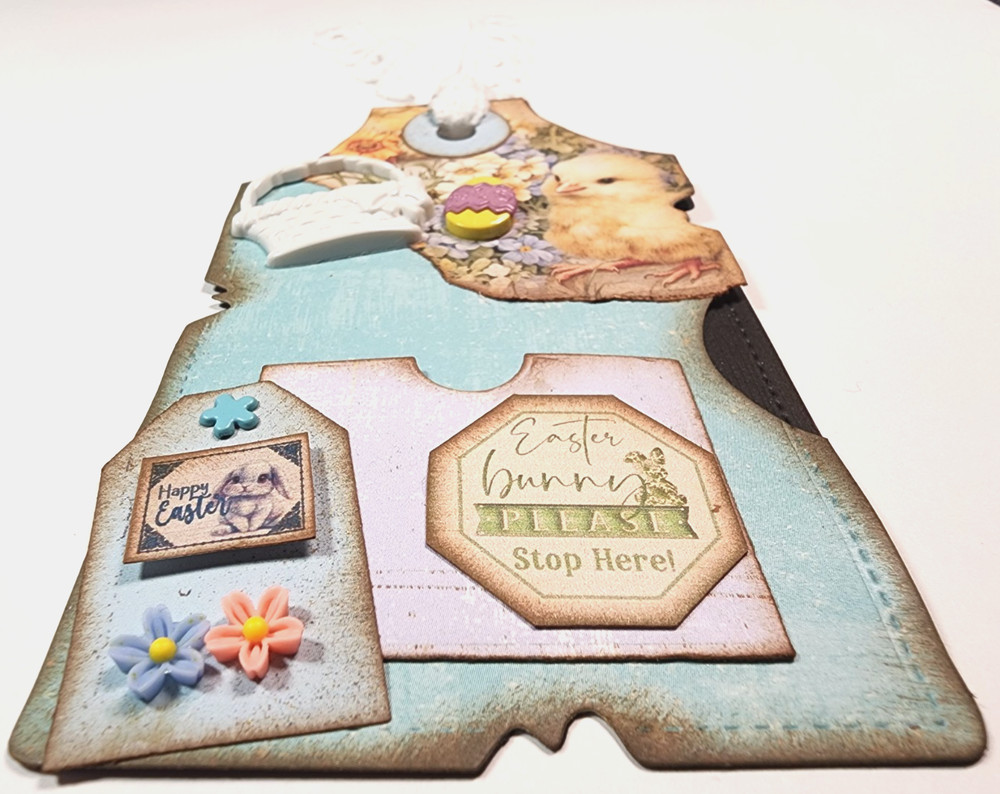 Easter Tags Pockets Basket Eggs Flowers OOAK #8 3D Handmade