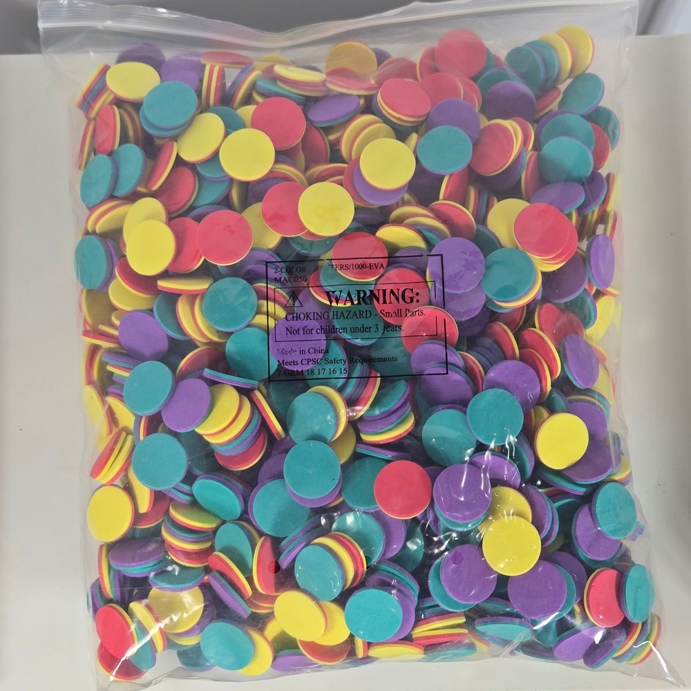 1000 Count 2-Color EVA Foam Math Counters MAC050 Multi Color Learning Discs