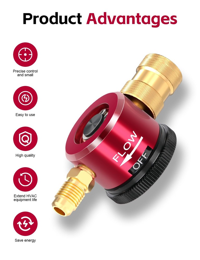 Nitrogen Purge Tool, Regulator HVAC, Metal Standard, Red
