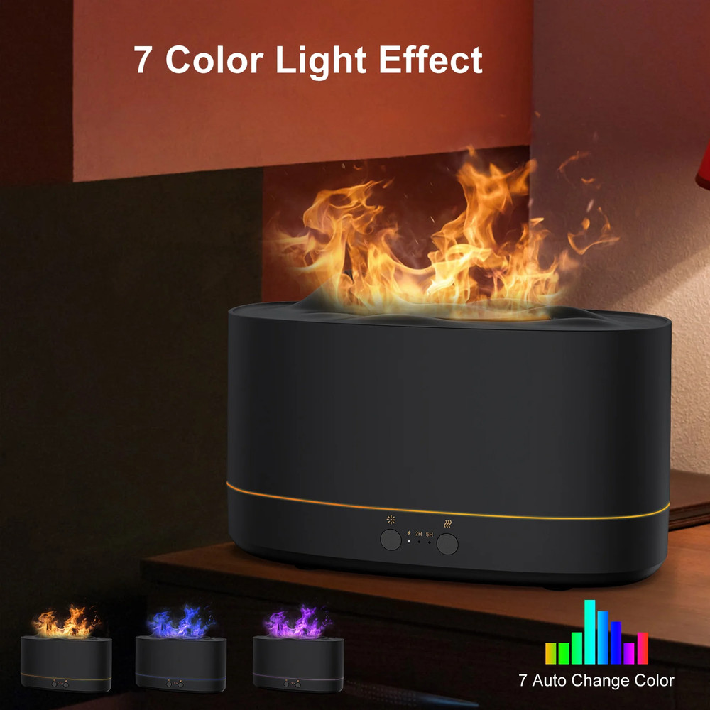 Essential Oil Diffuser, 7 Color Flame Diffuser Humidifier, 200Ml Time Setting fo